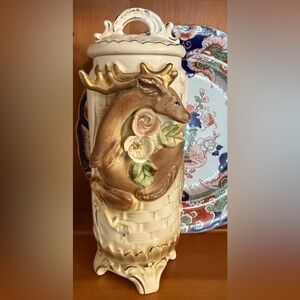 Vintage Tilso Bisque Lidded Spill Vase